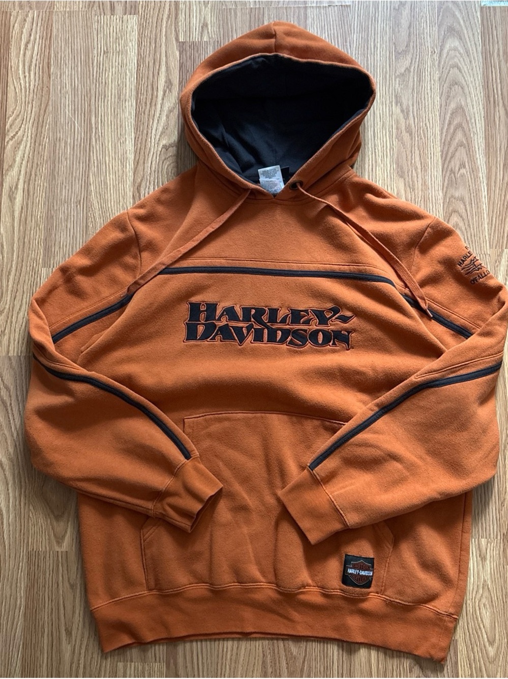 Harley-Davidson Orange Hooded Sweatshirt with Black Trim